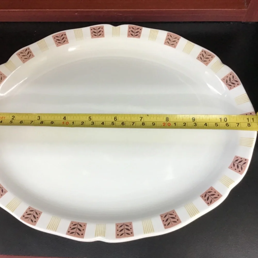 Vintage Heath Ovenware Serving Platter Oval Rose Brown Floral Pattern 1075‎